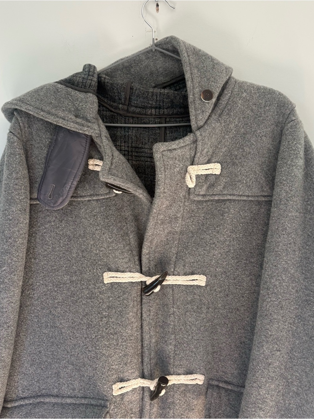 Dearest Gray Wool Duffle Coat Hooded Toggle Jacket Size M - Picture 2 of 10